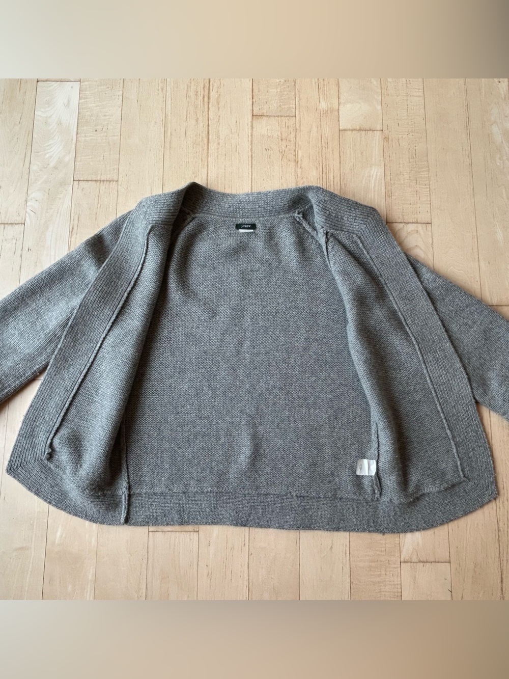 J. Crew Open Front Chunky Ribbed Cardigan Wool/Cashmere Heather Gray Medium - Picture 5 of 14